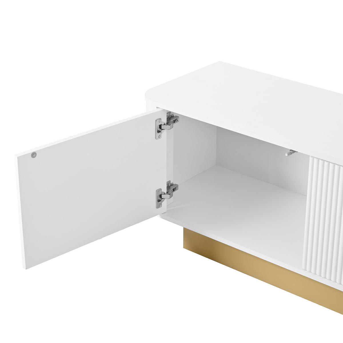 LOWBOARD in Weiß mit Stauraum und Texturfront für Wohnzimmer, B170/T40.5/H47 cm - Weiß, Holzwerkstoff (170/47/40cm) - STILVORA