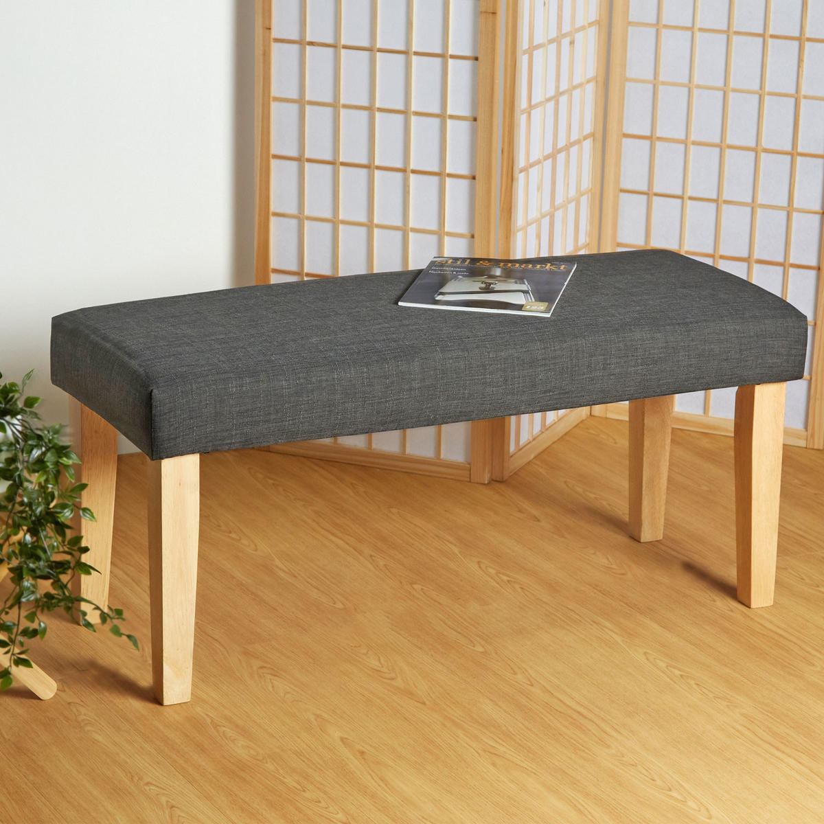 HOCKERBANK in Polyester 103/41/47 cm in Anthrazit - Braun, Textil (103/47/41cm) - Homestyle4u