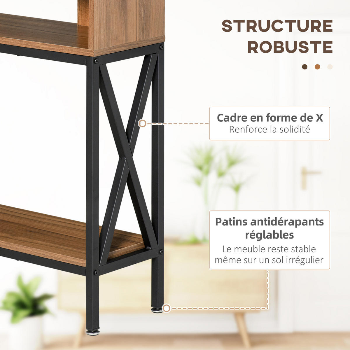 KONSOLENTISCH DE-16746 Industrie-Design mit Ablage Nussbaum - Braun, Holzwerkstoff (120/23/75cm) - ComfortXL