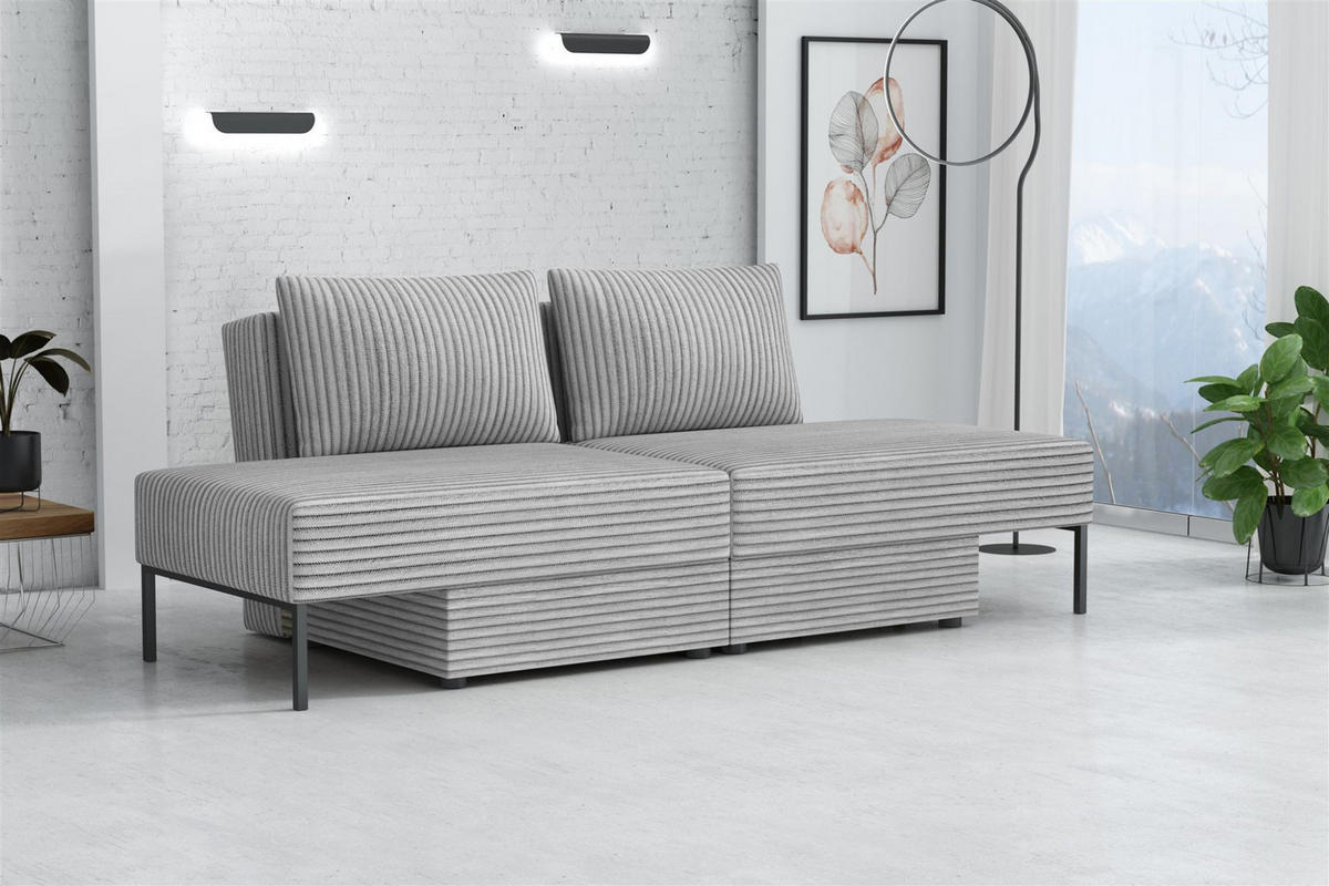SCHLAFSOFA Gorka - Hellgrau, Holzwerkstoff/Textil (240/87/103cm) - Fun Möbel