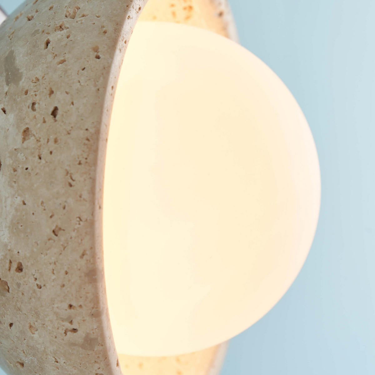 WANDLEUCHTE Pietra, Beige, Weiß und Holz, 9.5cm - Beige, Glas (15/9.5/9.5cm) - KOSILUM