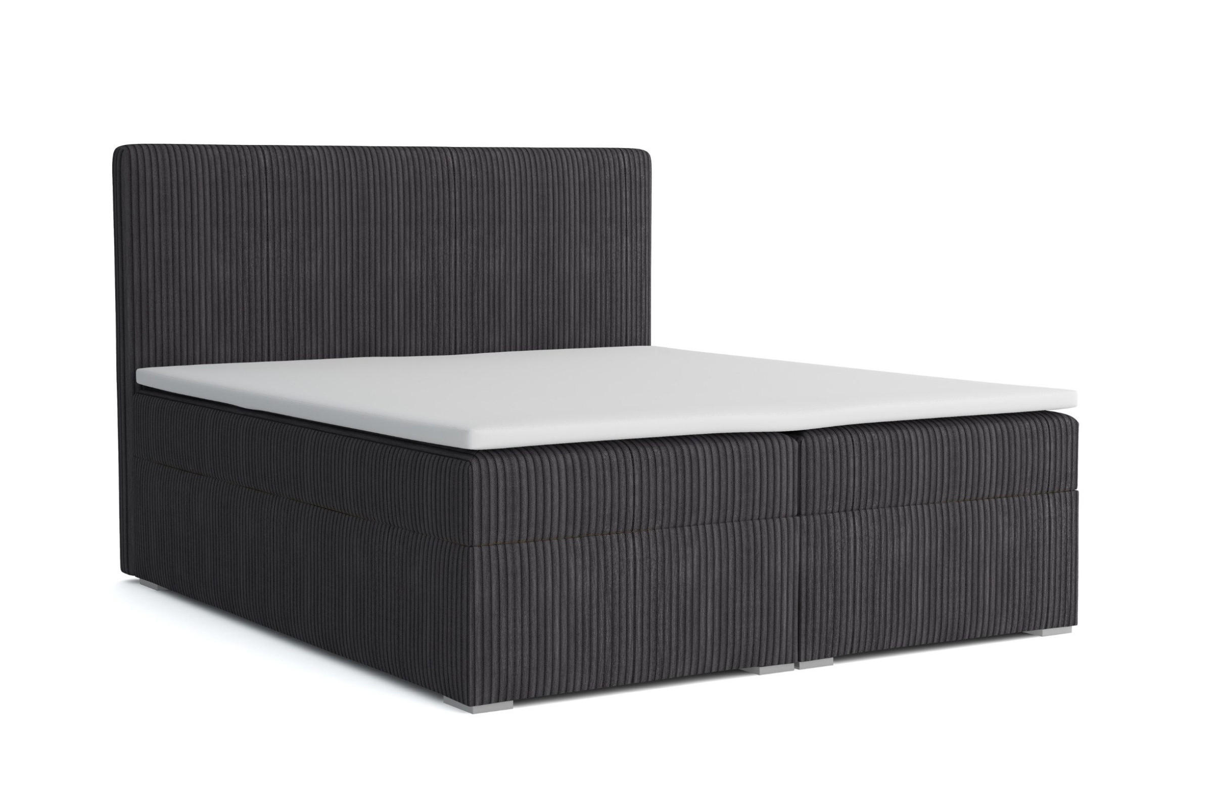 BOXBETT LOFT IV 200/200 Cord Anthrazit mit Bonell-Federkernmatratzen H3 - Anthrazit, Holz/Holzwerkstoff (200/200cm) - Deine Möbel 24