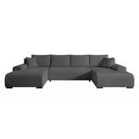 WOHNLANDSCHAFT Nelly U mit Bettkasten und Schlaffunktion, Cordstoff in U-Form - Dunkelgrau, Textil (349/80/185cm)
