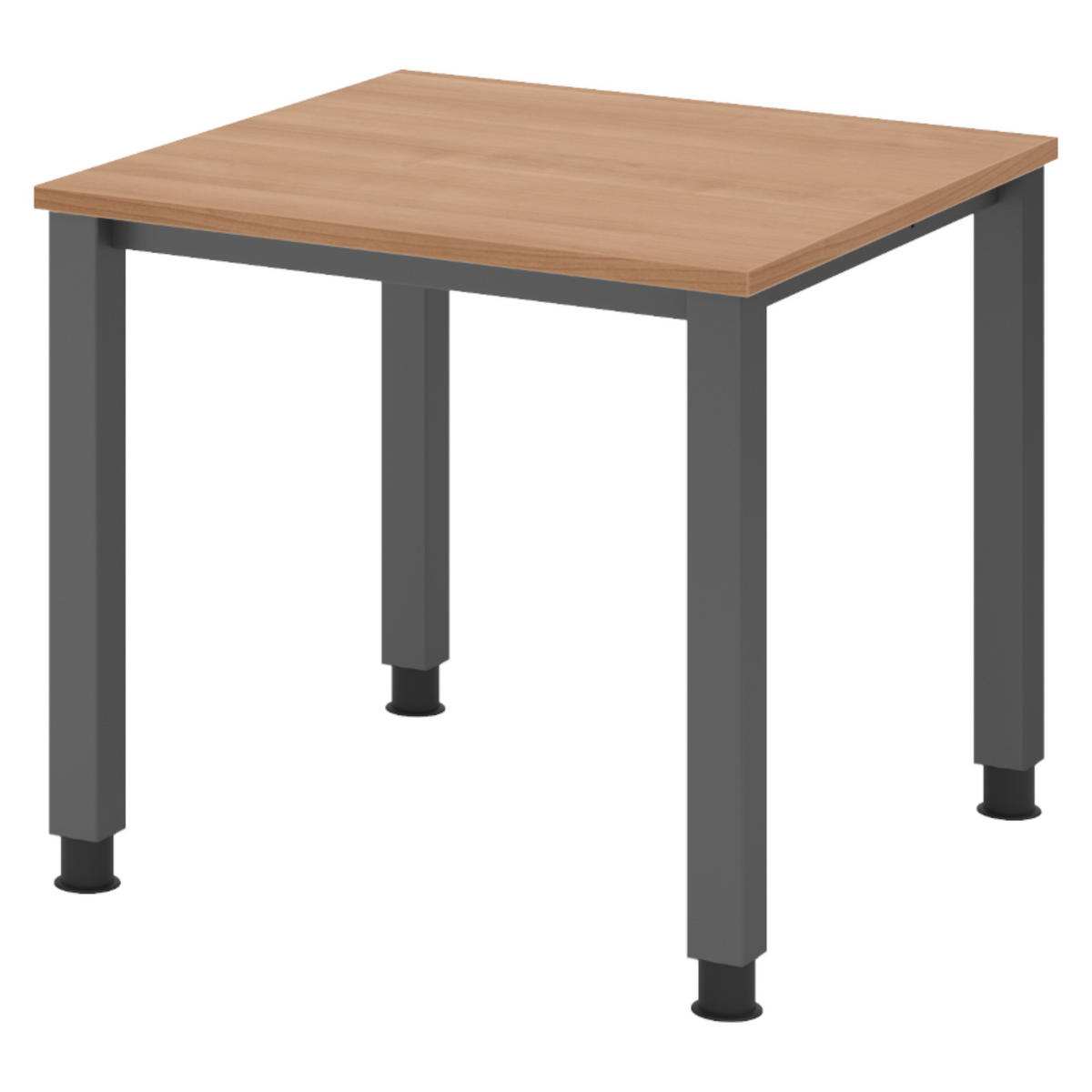 SCHREIBTISCH Serie-Q Gestell: Graphit 80/80/74 cm in Nussbaumfarben - Nussbaumfarben, Holzwerkstoff (80/80/74cm) - bümö