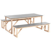 SADA ZAHRADNÍHO NÁBYTKU s lavicemi Šedá Beton Notteri - světle hnědá, kámen - Beliani