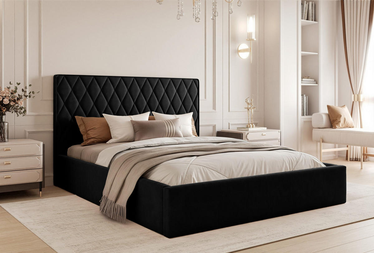 POLSTERBETT Cupo 180x200 cm, Schwarz - Schwarz, Textil (180/200cm) - Fedve