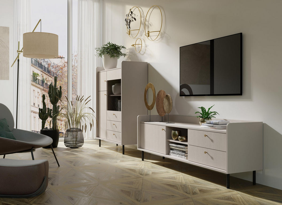 LOWBOARD ASTREA 170/59/42 cm, Beige - Beige, Holzwerkstoff (170/59/42cm) - MASSENO