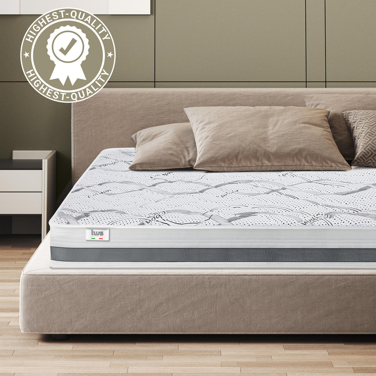 DOPPELMATRATZE 140x190 Memory | Premium Qualität | Höhe 20 cm - Weiß, Textil (140/190cm) - The White Stone
