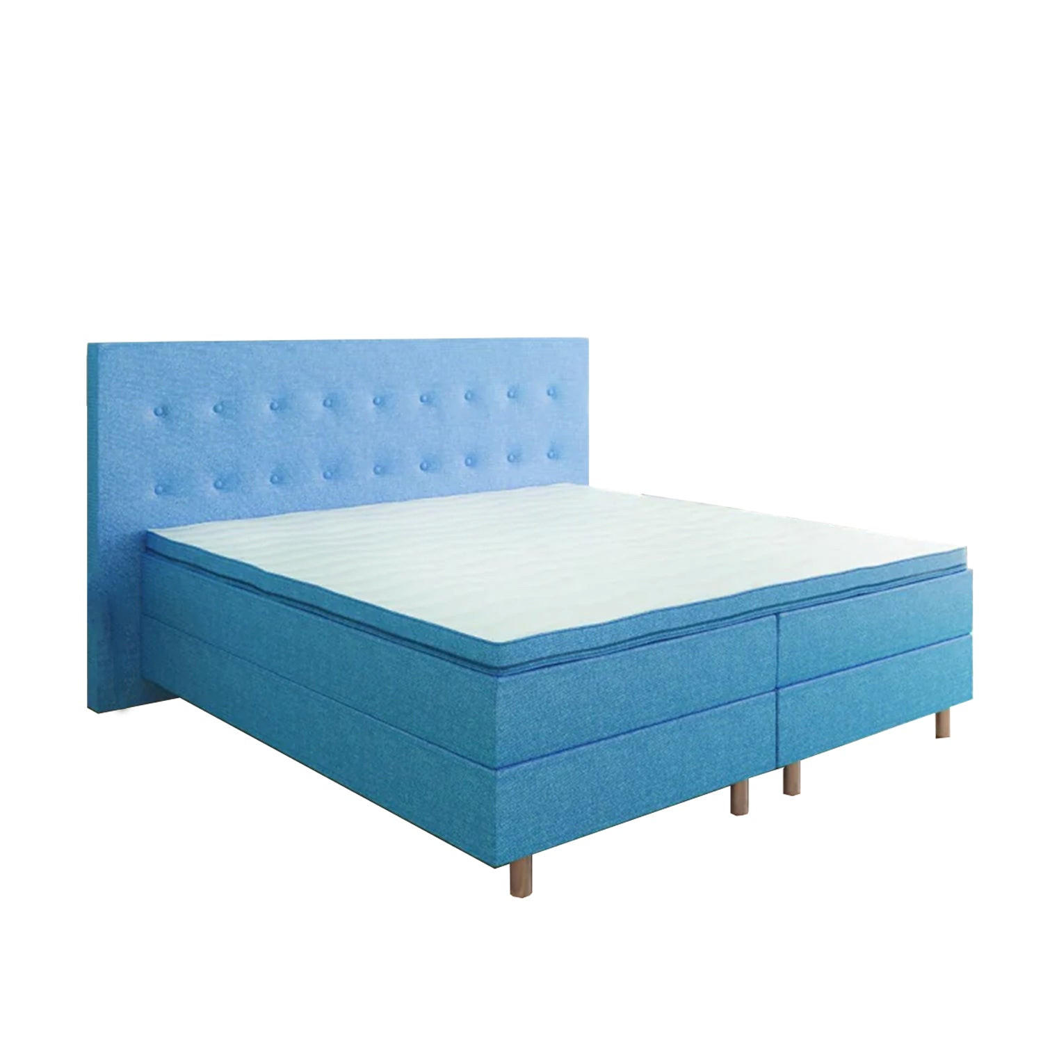 BOXBETT RIO Barcelona 5-Zonen mit Visco Topper H3 First Class Bett in verschiedenen Farben und Größen - Blau, Holz/Holzwerkstoff (180/200cm) - Best For Home