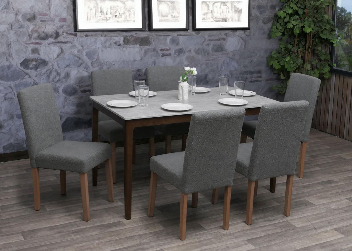 JÍDELNÍ ŽIDLE BOUCLé Šedá, sada 6 kusů - šedá, textil (42/90/50cm) - MCW