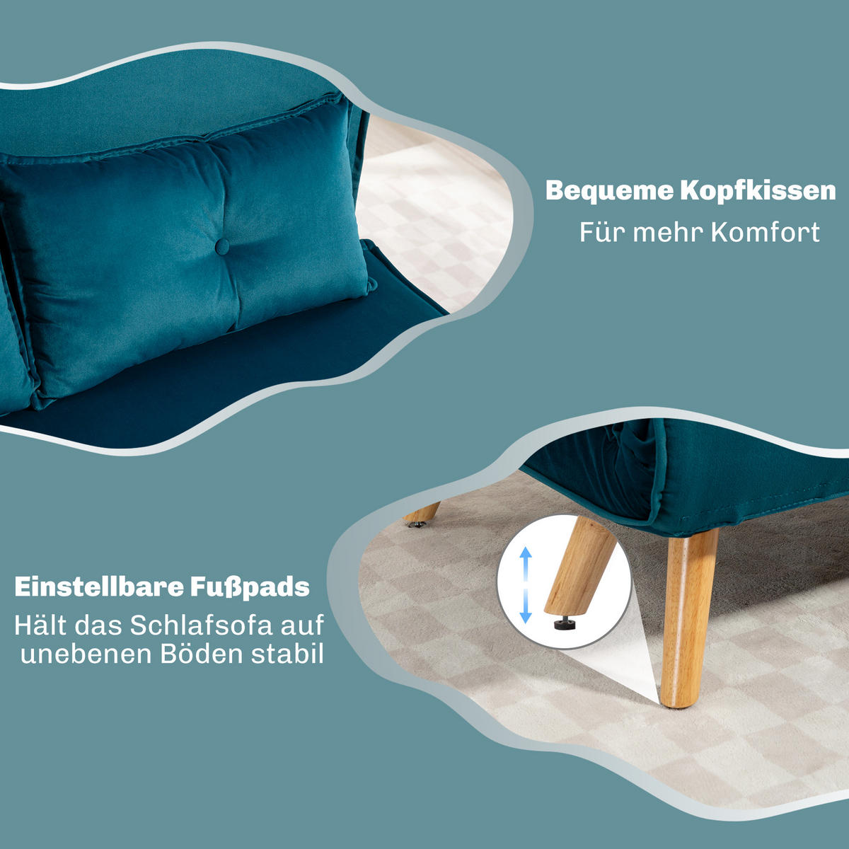 SCHLAFSOFA Polyester Dunkelgrün - Dunkelgrün/Naturfarben, Holz/Textil (75/87/120cm) - HOMCOM