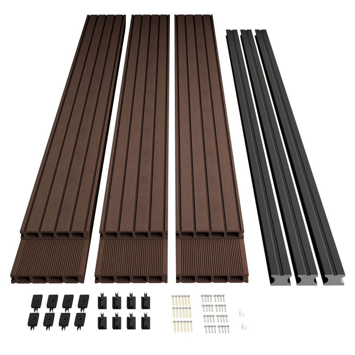 TERRASSENDIELEN WPC Braun 2 m² - Braun, Kunststoff (220/14.6/2.5cm) - Juskys