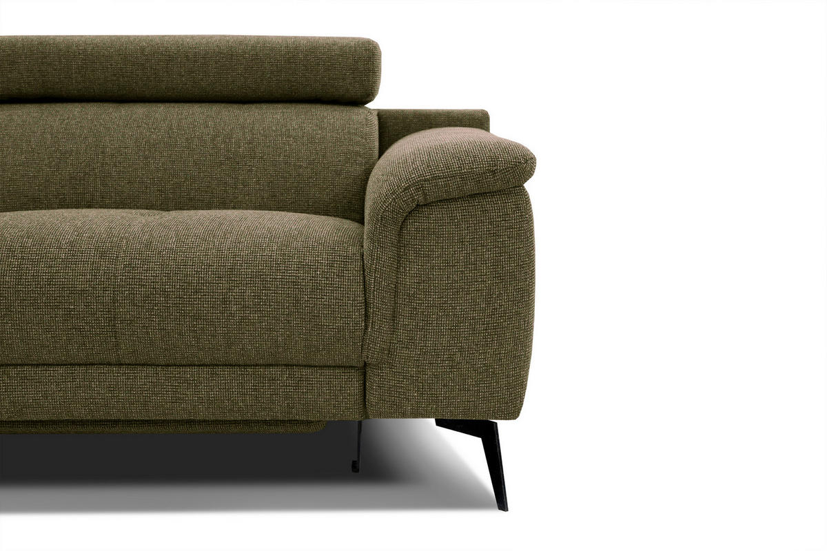 RELAXSOFA FIERO 3-Sitzer mit 1 Relaxfunktion, olivgrün - Schwarz/Olivgrün, Holzwerkstoff/Textil (212/82/103cm) - Courtois Laville