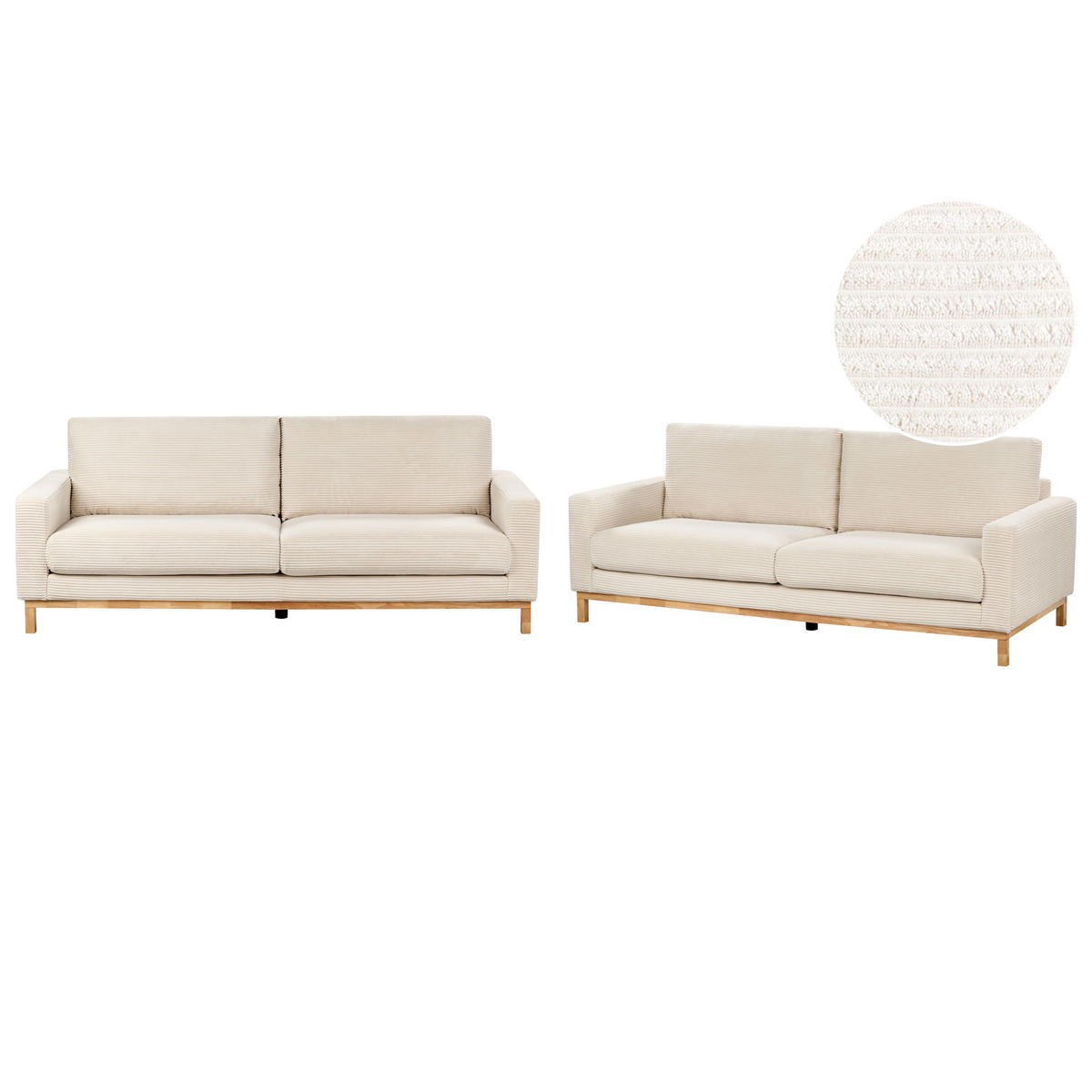 5-SITZER-SOFA SET Cord hellbeige/hellbraun Siggard - Hellbraun/Beige, Textil (92/92/217cm) - Beliani