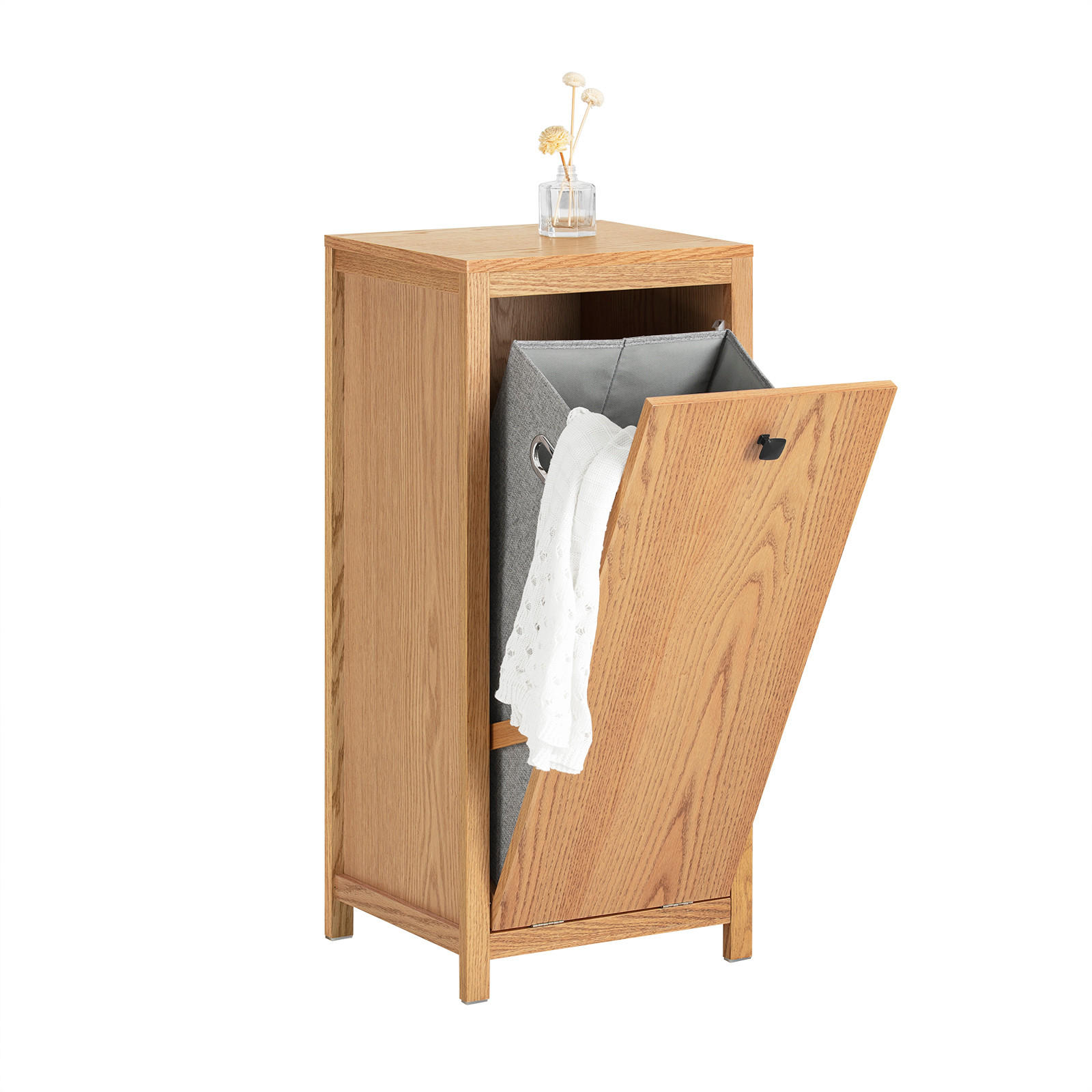 WÄSCHESCHRANK Weiß - Hellbraun, Holzwerkstoff (40/90/35cm) - SoBuy