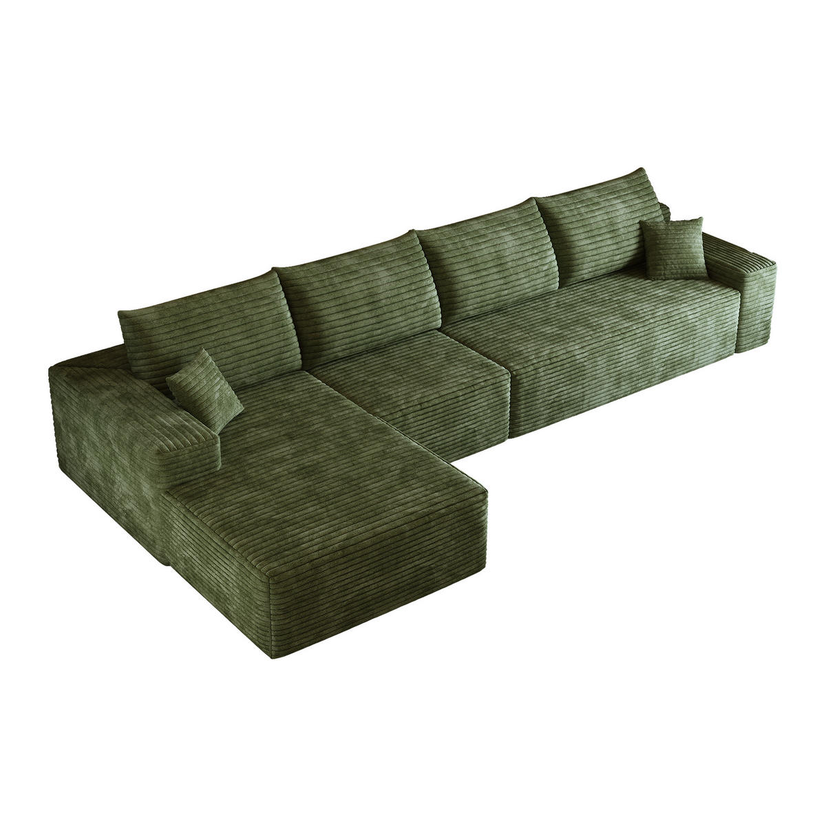ECKSOFA 340/175/83 cm Grün mit L-förmiger Chaiselongue, Linke Seite - Grün, Textil (340/175cm) - Oxeza