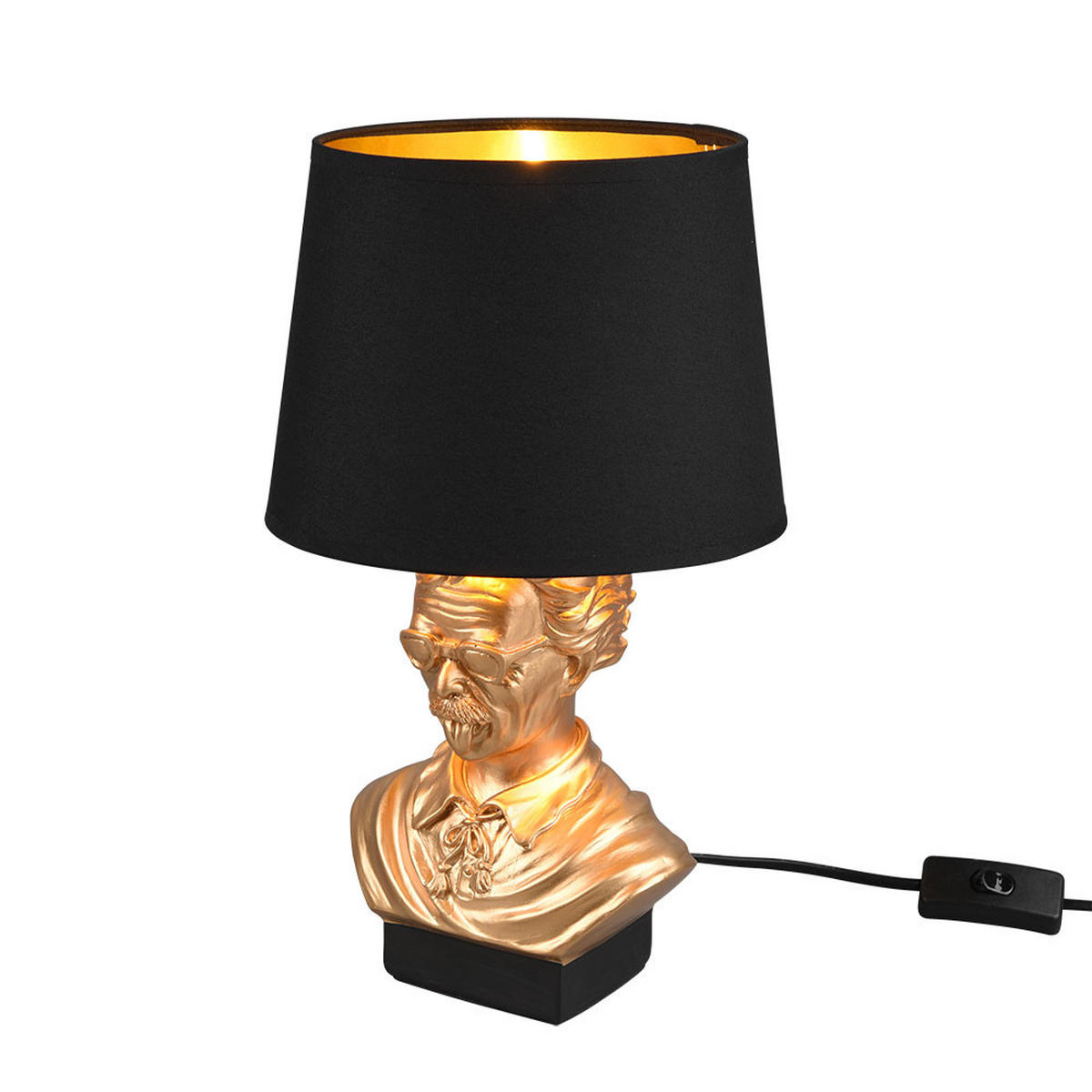 TISCHLEUCHTE ALBERT Gold Schwarz Keramik Stoff - Goldfarben, Textil (21/21/36cm)