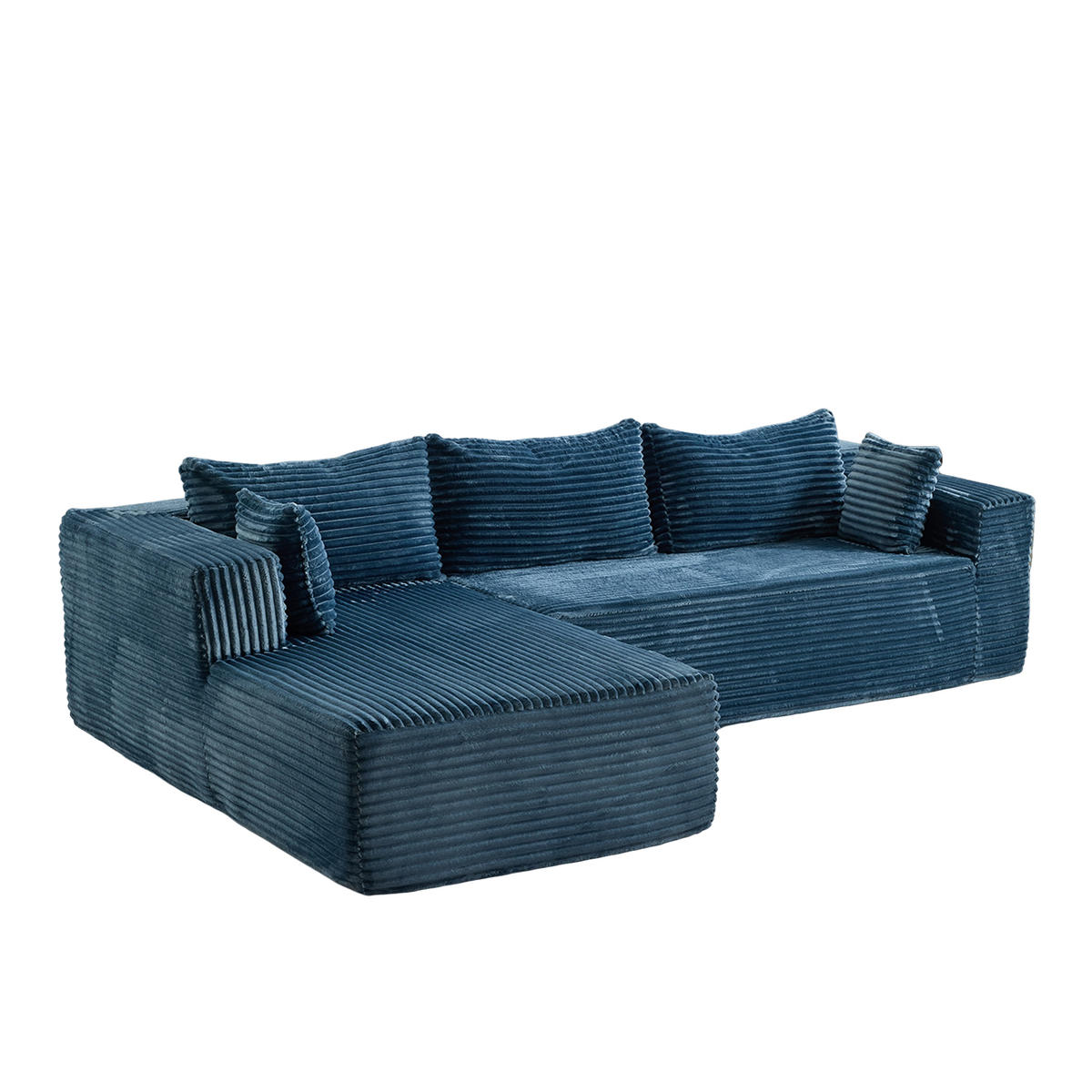 ECKSOFA 279/179/83 cm Blau Cord mit Chaiselongue - Blau, Textil (179/83/279cm) - Oxeza