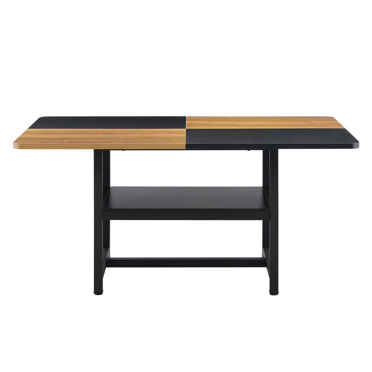 ESSTISCH aus MDF und Metall 160x90x76 cm Braun/Schwarz mit Ablagefach im Industriedesign - Schwarz, Holzwerkstoff (160/90/76cm) - Modfu