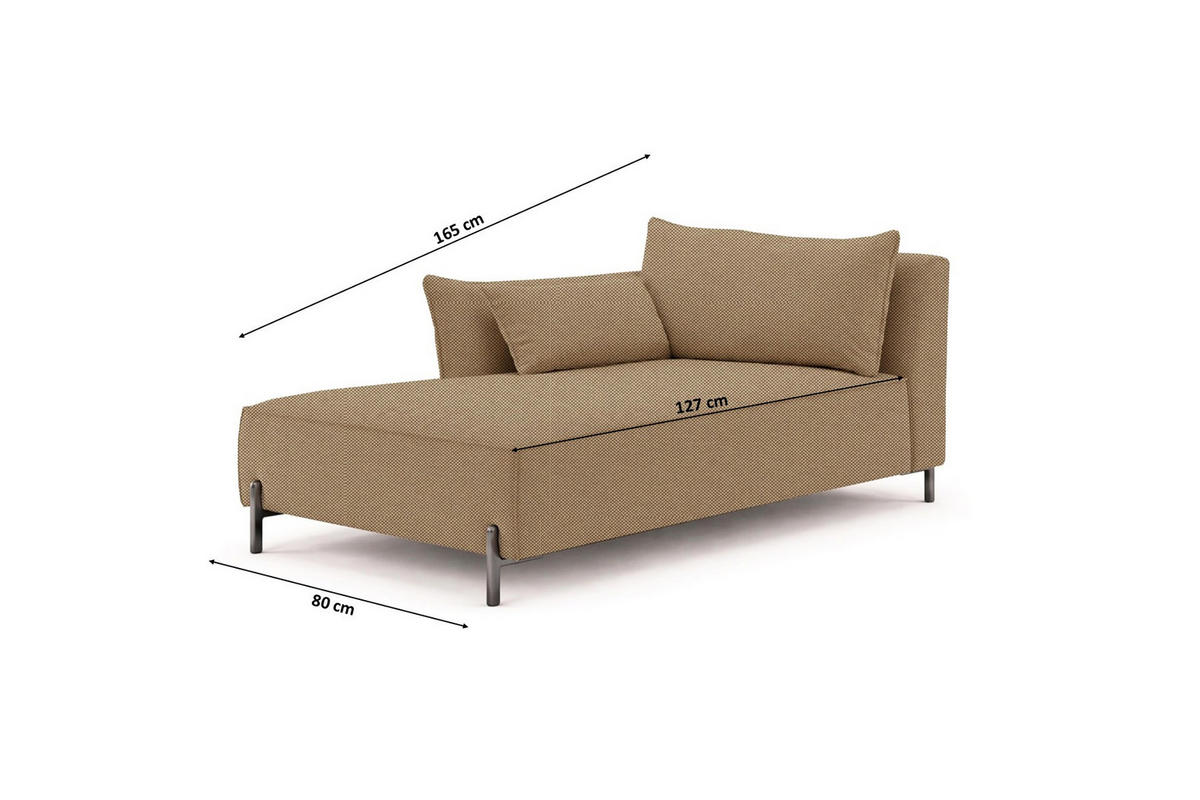 CHAISELONGUE für Terrasse und Garten, Stoff Sunlight, Toffee, Links, SUNMEE - Braun, Holz (80/90/165cm) - Kaiser Möbel