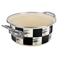 EMAILLIERTOPF Schachbrett mit Karomuster beige - Beige, Metall (18cm) - Orion 