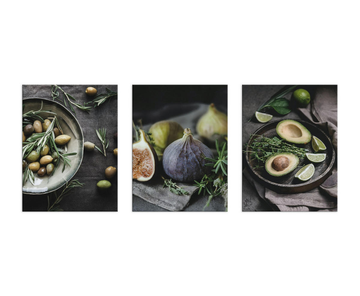 BILDERSET 3er-Set 30x40 cm Küche Essen - Anthrazit, Kunststoff (30/40cm) - artissimo