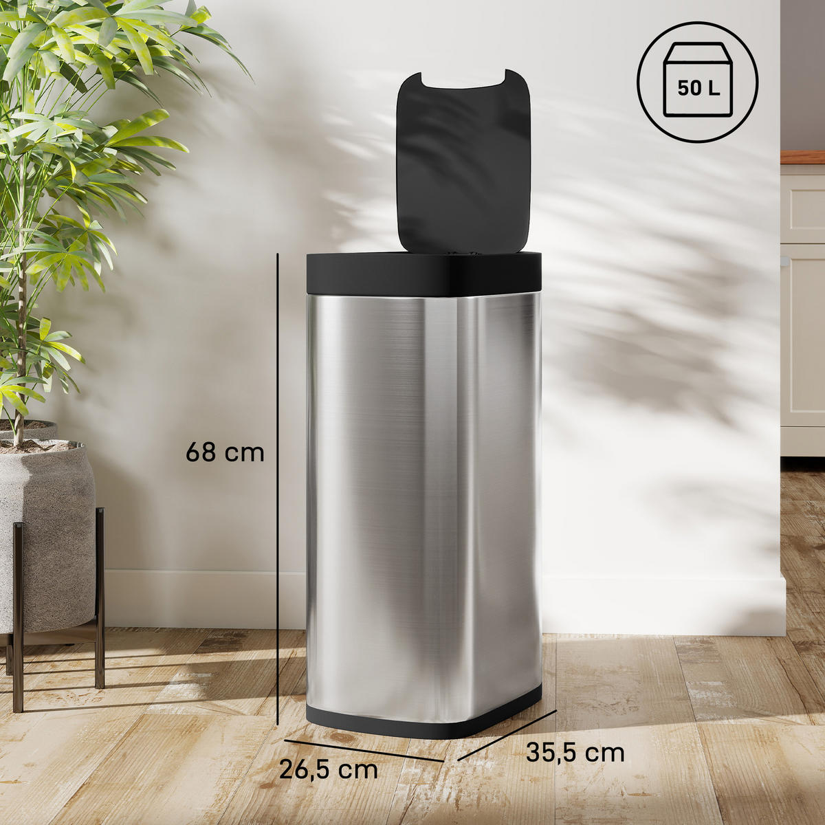 ABFALLEIMER Silberfarben 1 Stück - Silberfarben, Metall (26.5/68/35.5cm) - GiPP