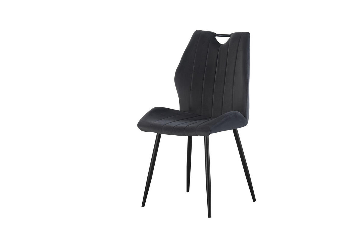 STUHL 2er Set Sevilla Stühle in Anthrazit - gemütliches Design - B/H/T: 52x75x58 cm - Anthrazit, Textil (58/75/52cm)