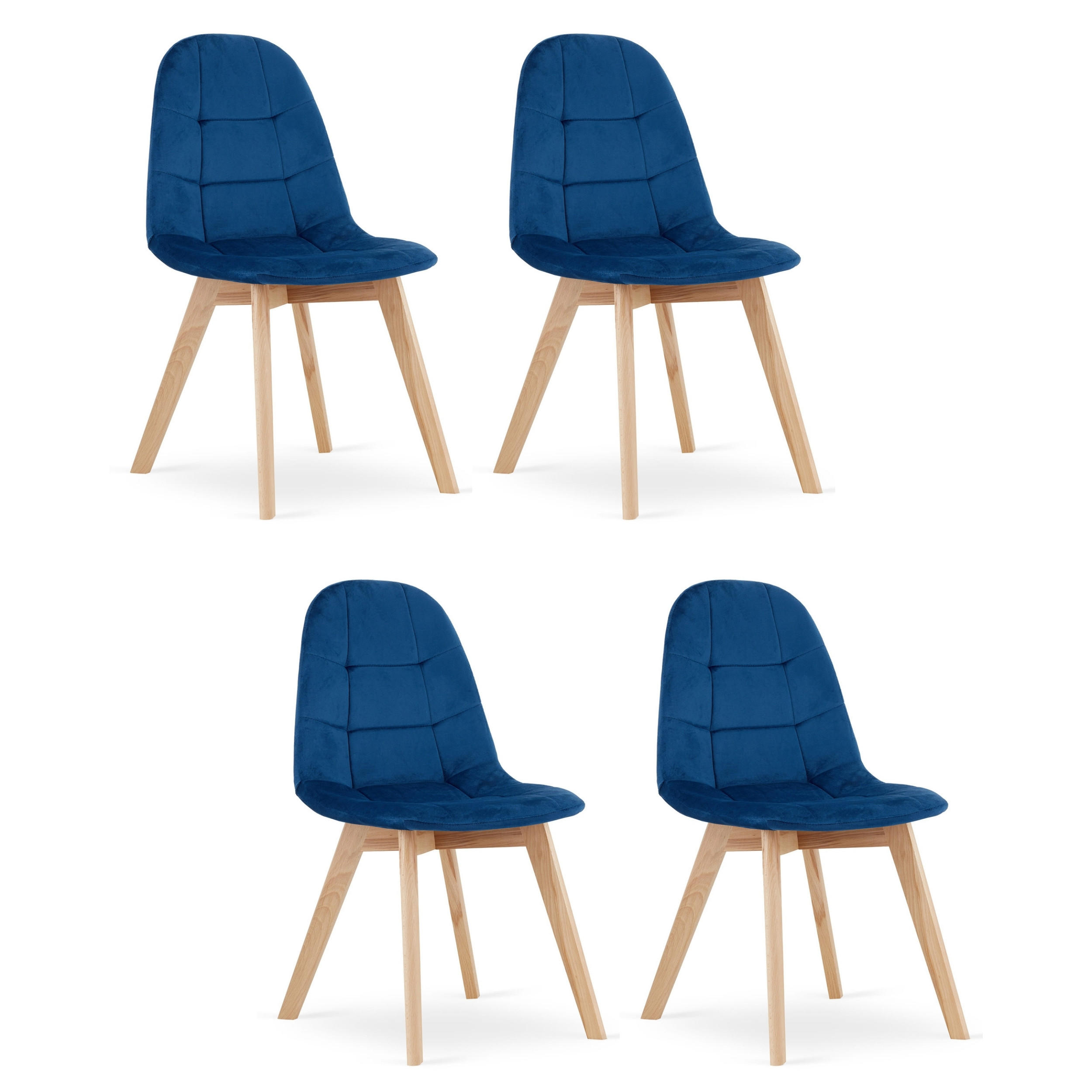 STUHL SORANO 4-er Set, Blau, mit Samtstoff gepolstert - Blau, Holz/Textil (45/82/54cm) - Komodee