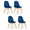 STUHL SORANO 4-er Set, Blau, mit Samtstoff gepolstert - Blau, Holz/Textil (45/82/54cm) - Komodee