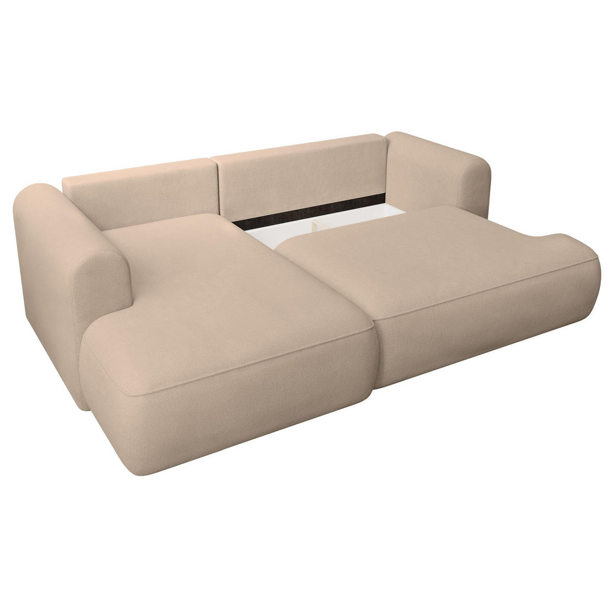 ECKSCHLAFSOFA Ovo Mini Beige Easy-Clean-Chenille-Bezug - Beige/Schwarz, Kunststoff/Textil (238/156cm) - Selsey