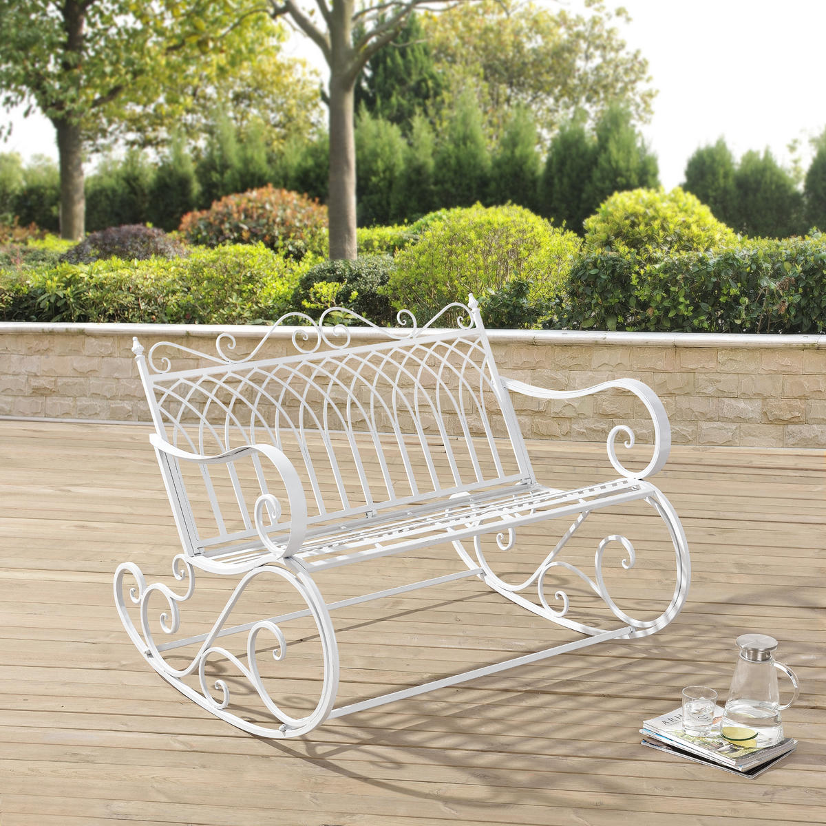 SCHAUKELBANK Greenough - Weiß, Metall (113/85/95cm) - [en.casa]