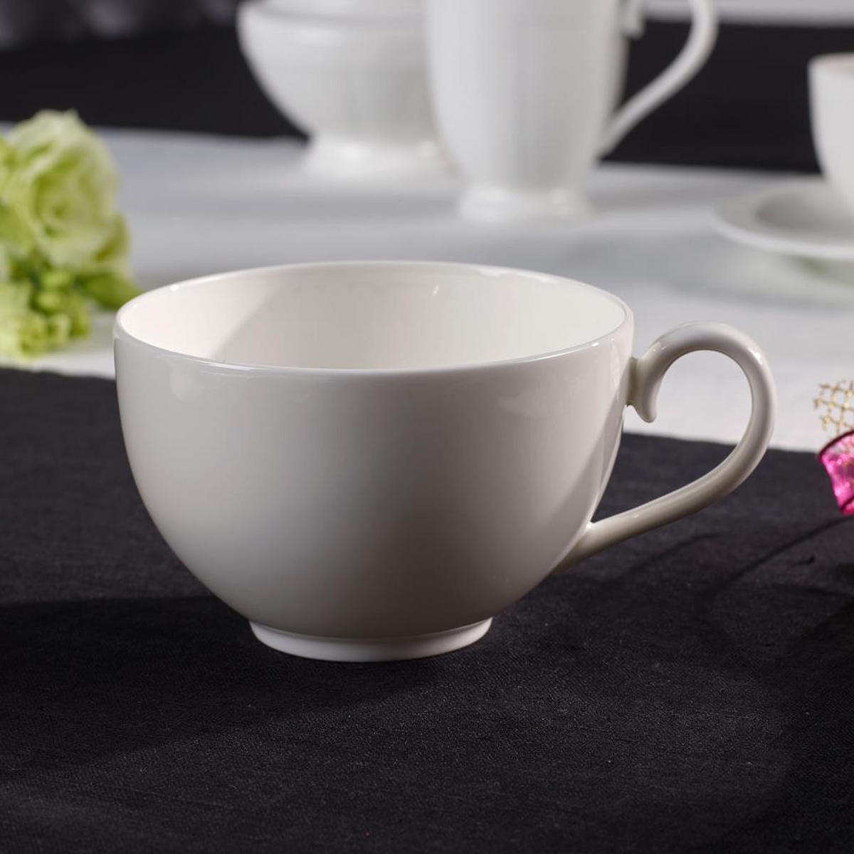 CAPPUCCINOTASSE MIT UNTERTASSE White Pearl weiß 310 ml 2er Set - Weiß, Keramik (18.5/9.3/18.5cm) - Villeroy & Boch