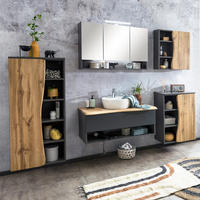 BADMÖBEL-SET 5-TLG. Kahla-03 - Anthrazit/Braun, Holzwerkstoff (261/200/52cm) - Lomado