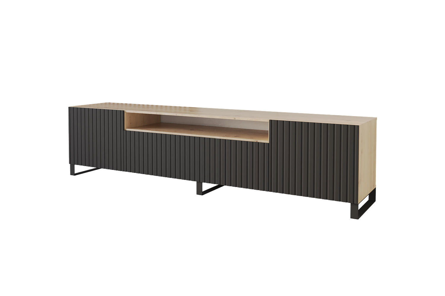 LOWBOARD KITO-S 200x53x41 cm - Artisan / Schwarz - Schwarz/Eiche Artisan, Holzwerkstoff (200/53/41cm) - ALTDECOR