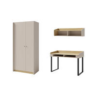 JUGENDZIMMER ALBI A 3-teilig in Sandbeige / Geölte Eiche - Eichefarben/Beige, Holzwerkstoff (215/195/65cm) - Deine Möbel 24
