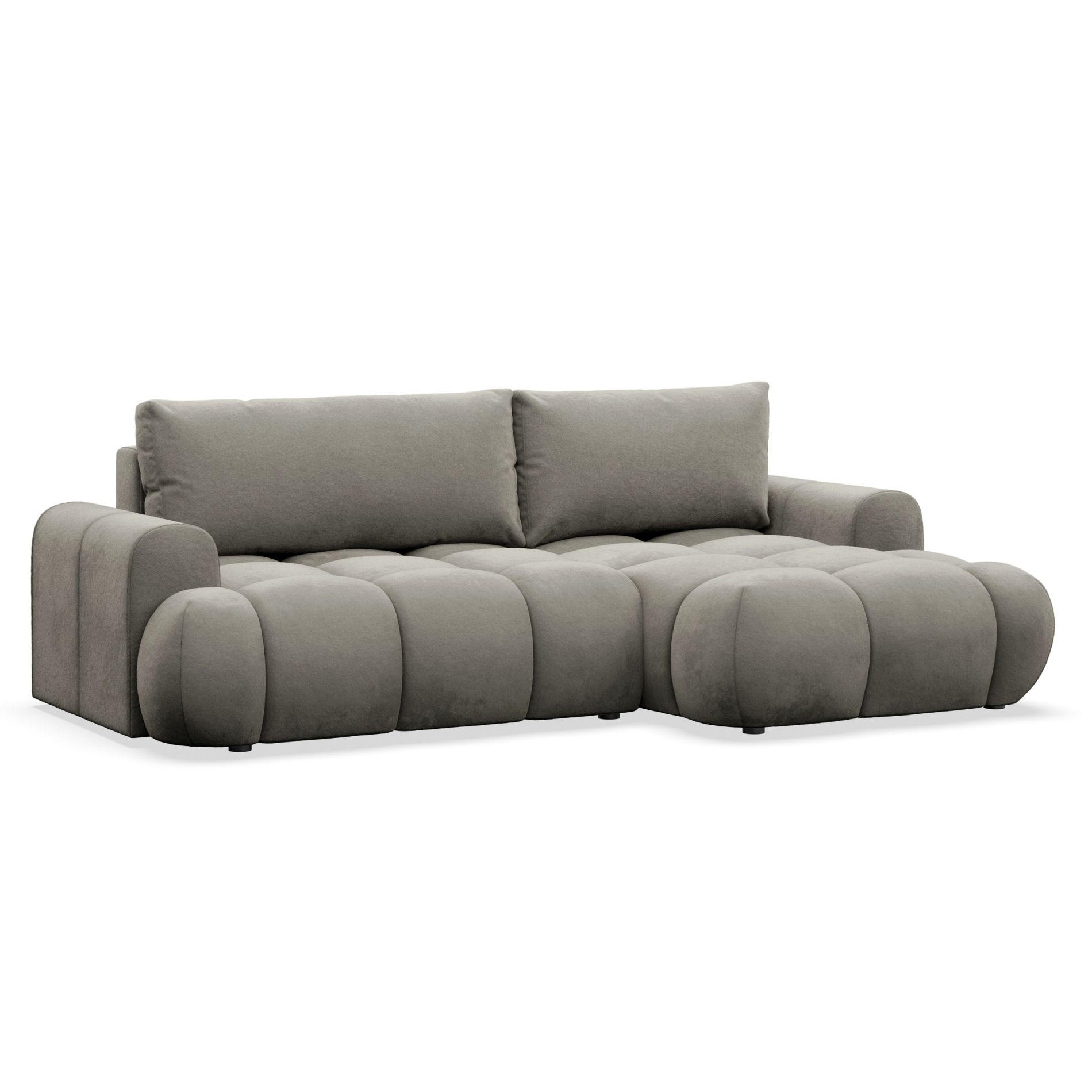 ECKSOFA Ombo Graubraun Velours 280 cm - Hellbraun/Schwarz, Kunststoff/Textil (284/167cm) - Selsey