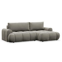 ECKSOFA Ombo Graubraun Velours 280 cm - Hellbraun/Schwarz, Kunststoff/Textil (284/167cm) - Selsey