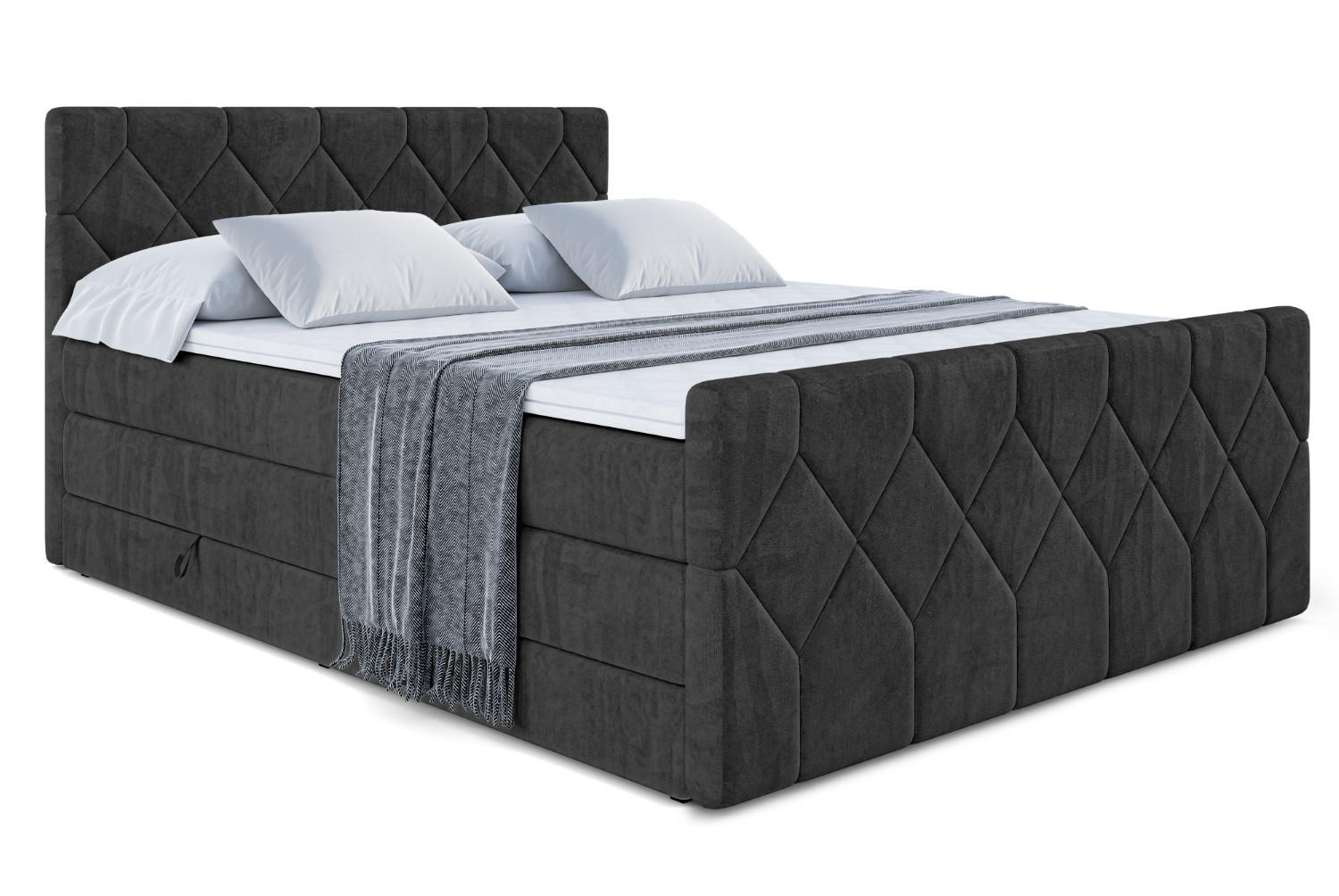 BOXSPRINGBETT CATOR-Z KING - 160x200 - H3/H4 - Schwarz - Schwarz, Holzwerkstoff (160/200cm) - ALTDECOR