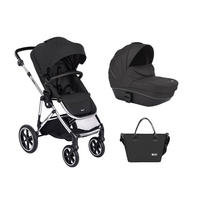 KINDERWAGEN Thea 2 in 1 schwarz Babywanne, Wickeltasche, Fußabdeckung - Schwarz, Textil/Metall (93/58/104cm) - Kikka boo