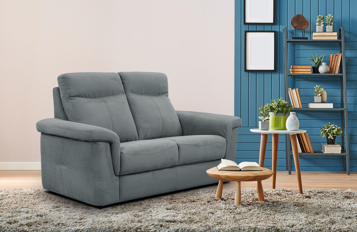SOFA JONES 2-Sitzer, blaugrau - Blaugrau, Holzwerkstoff/Textil (166/102/99cm) - Courtois Laville