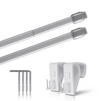 GARDINENSTANGE 2er-Pack Silber Chrom matt 40-60 cm + 4 Klemmträger - Silberfarben, Metall (1/40cm)