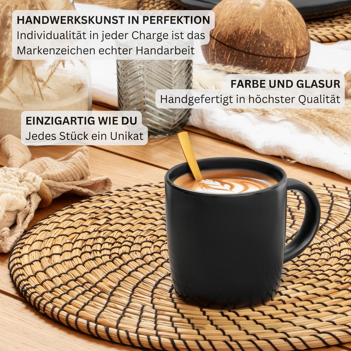 KOMBISERVICE MADEIRA - 24 teilig aus Steingut - Schwarz, Keramik (27/9.5/27cm) - Sänger