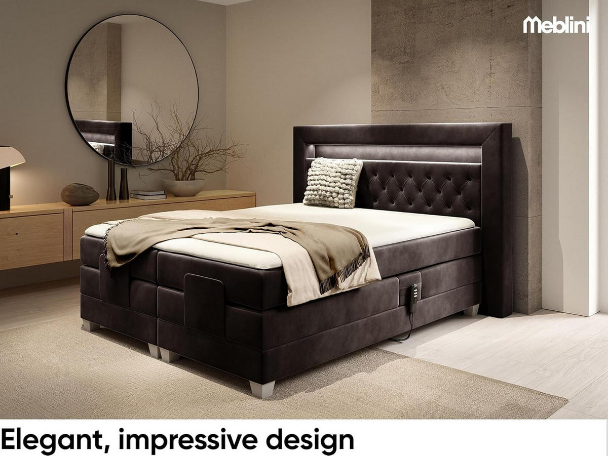 BOXSPRINGBETT SANTORE - Dunkelbraun, Holzwerkstoff (140/200cm) - Meblini
