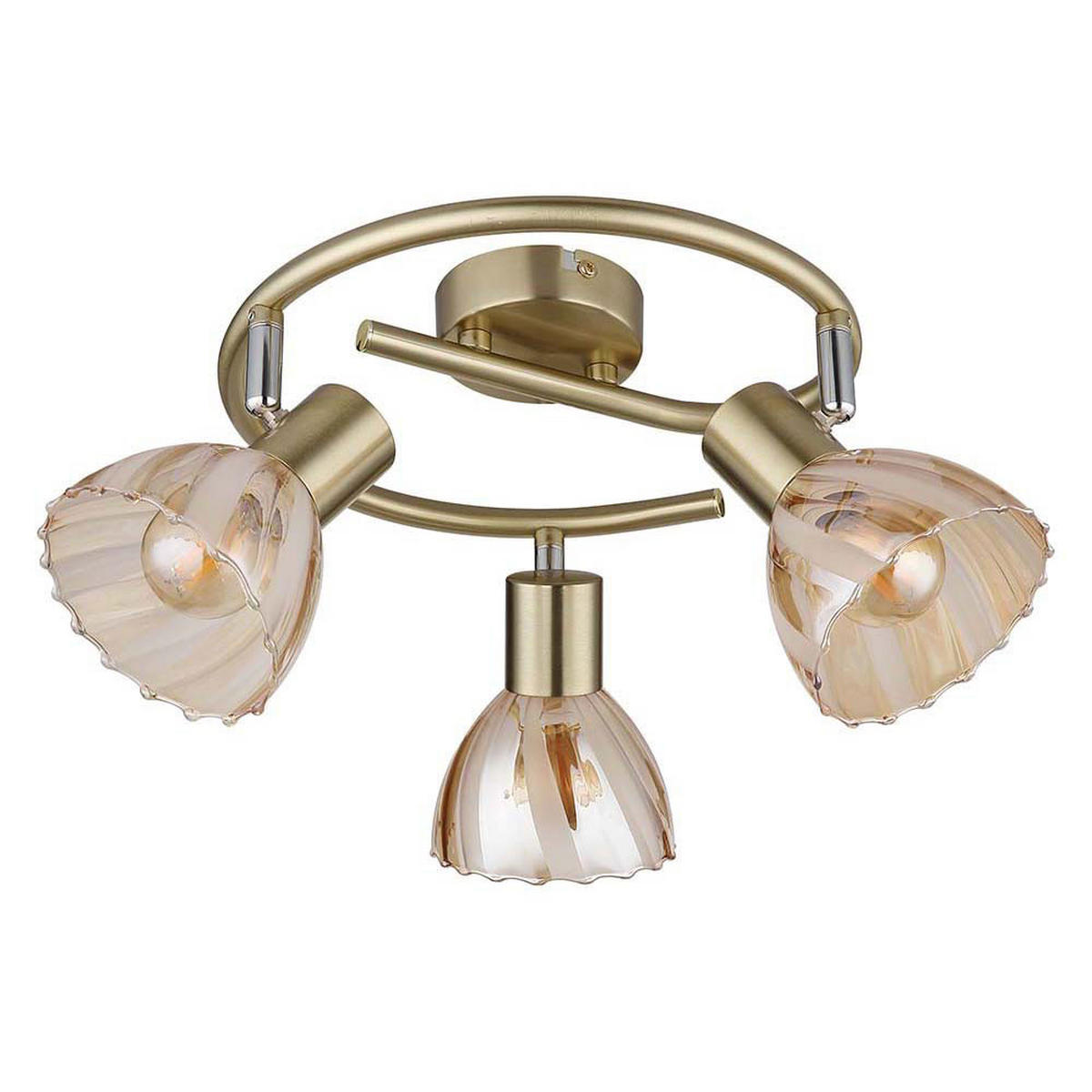 DECKENLEUCHTE, Messing, schwenkbar, 3-flammig - Messingfarben, Glas (46/46/19cm) - Globo Lighting