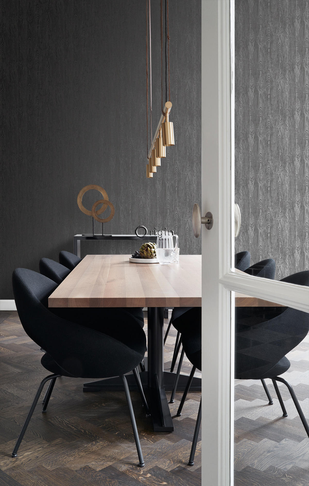 TAPETE Holz-Optik 53 cm x 10.05 m - Schwarz, Papier (53/1000cm) - Origin Wallcoverings