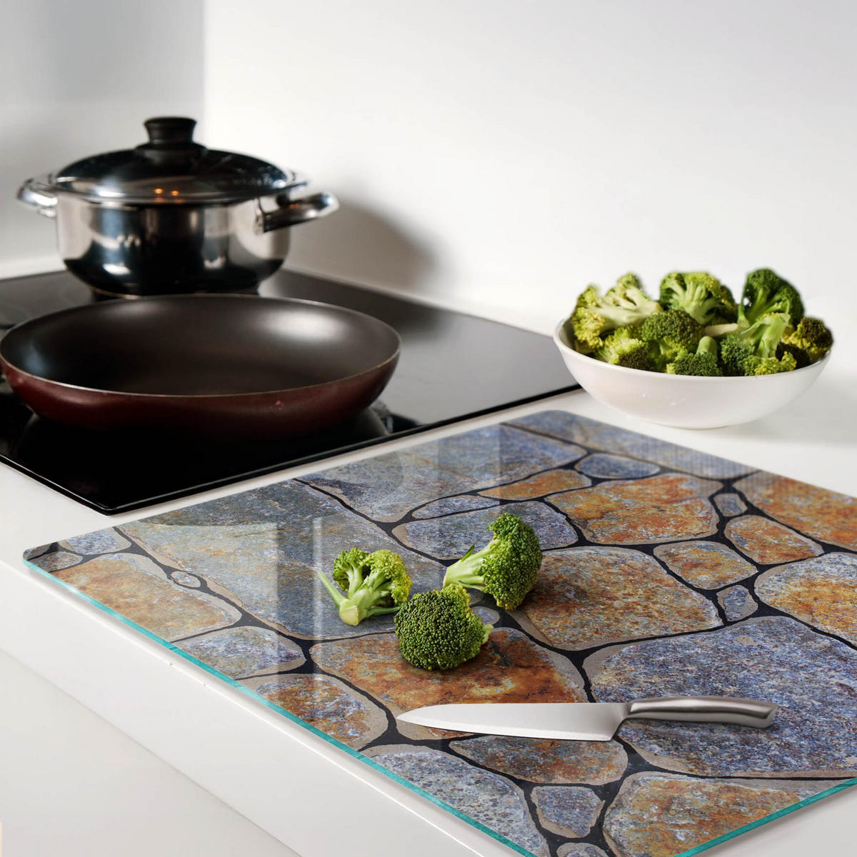 GLASPLATTE 60x52 cm Steine - Grau, Glas (60/0.4/52cm) - TULUP