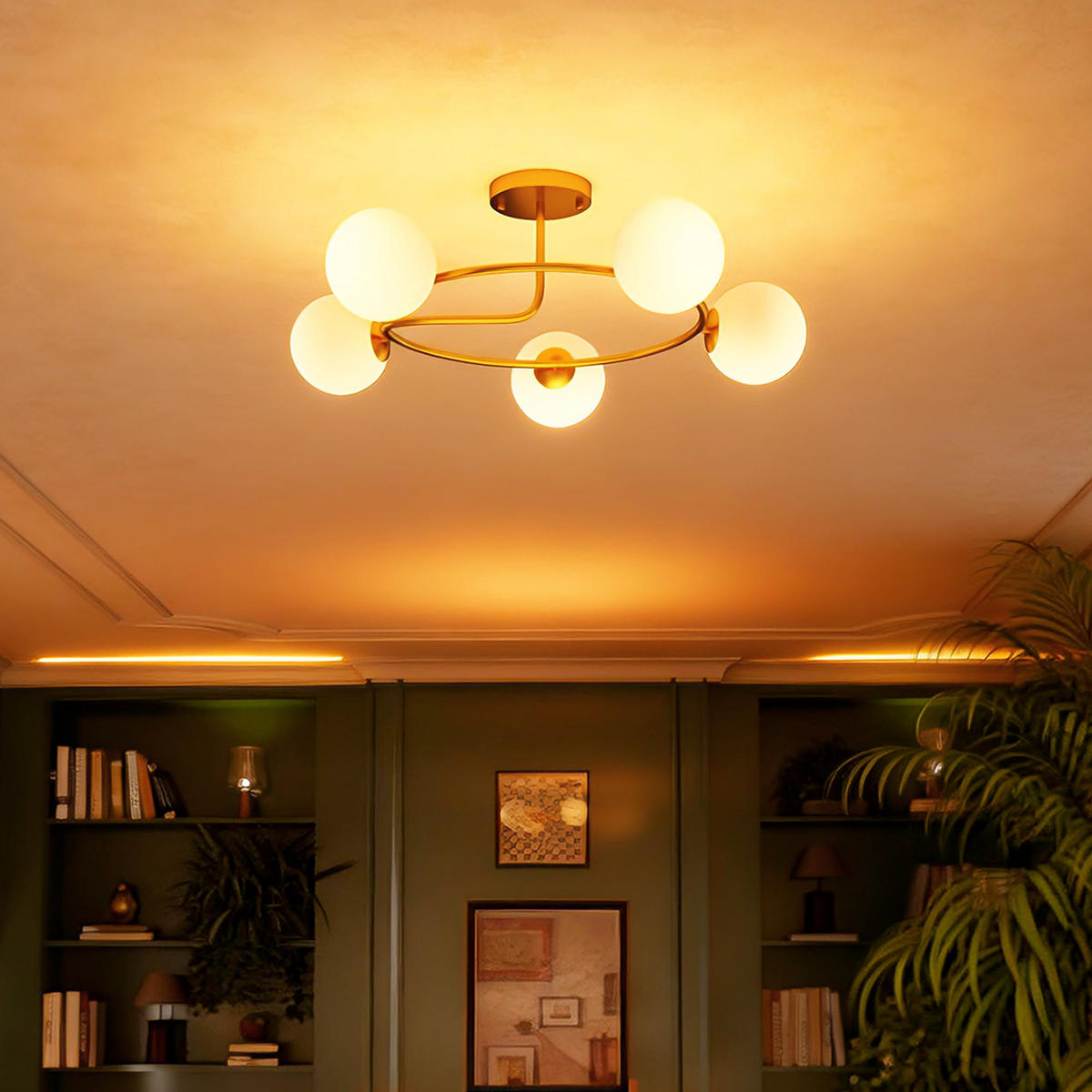 DECKENLEUCHTE Metall, Kunststoff Gold - Goldfarben, Metall (64/64/20cm) - HOMCOM