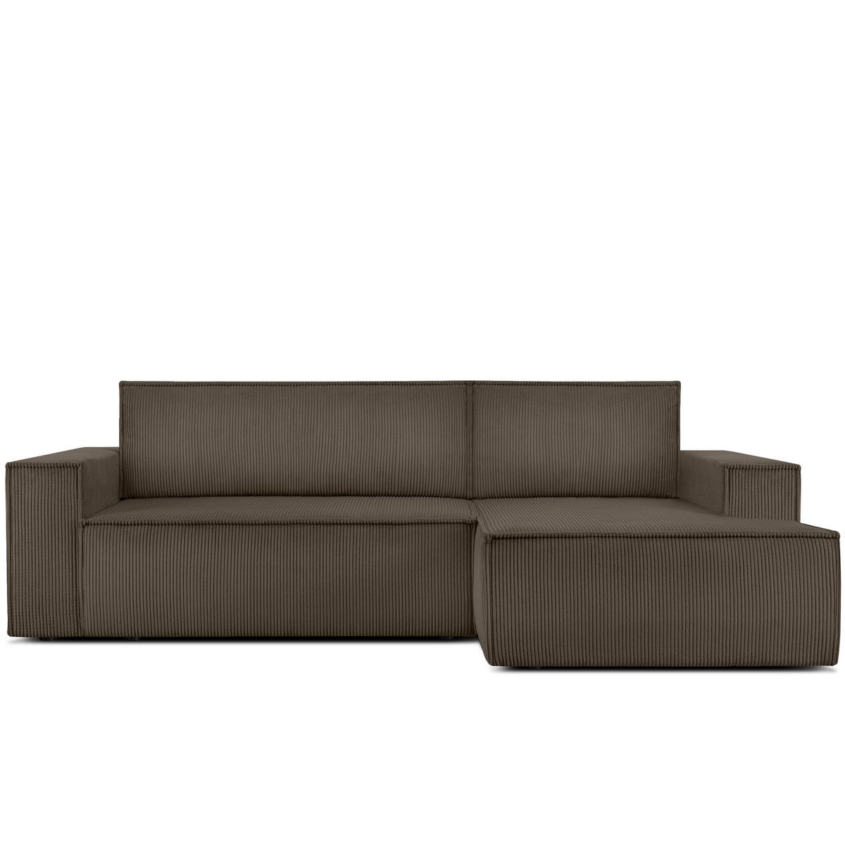 ECKSCHLAFSOFA-RECHTS NAPI in Pet Friendly Cord-Stoff, braun - Schwarz/Braun, Textil (262/148cm) - KONSIMO®