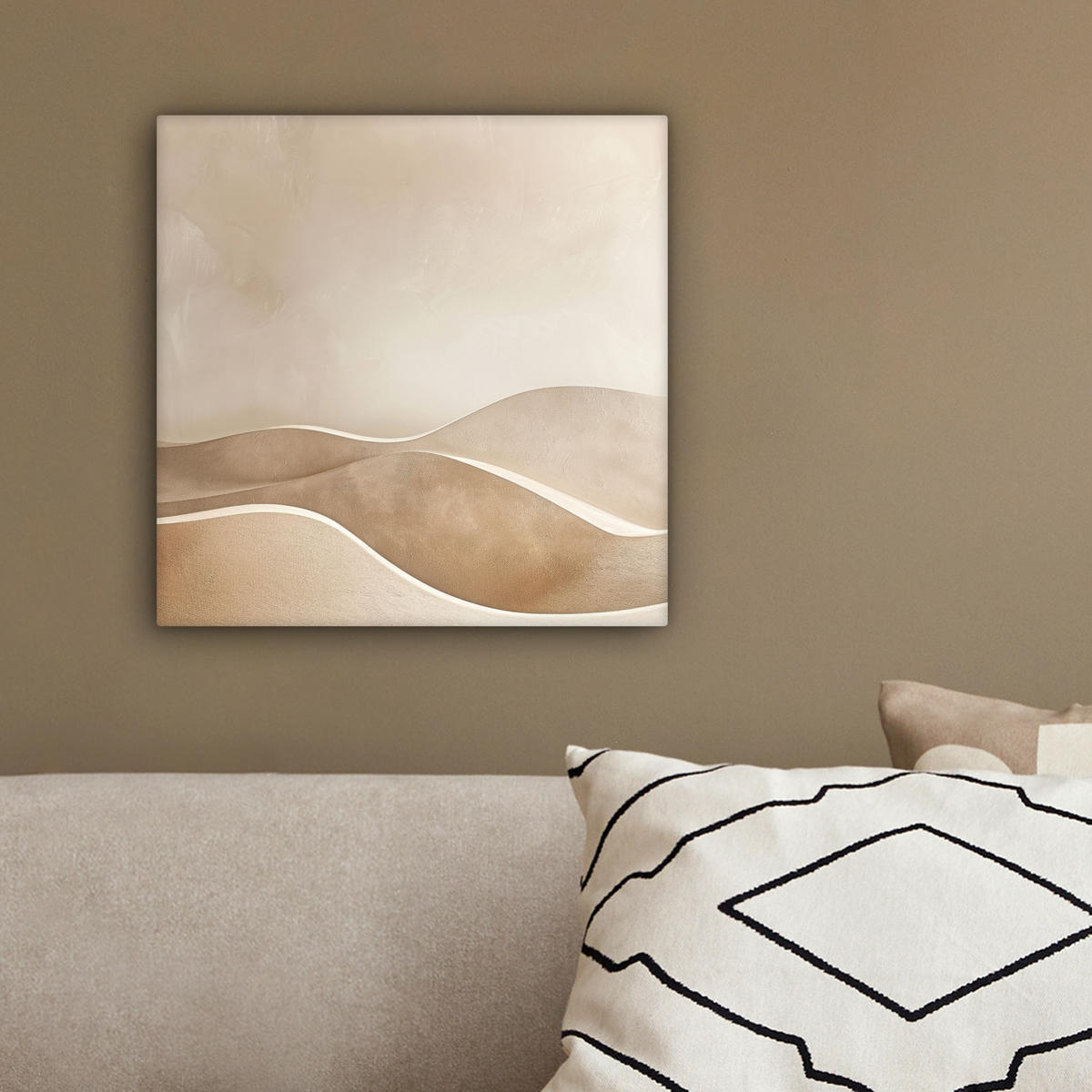 LEINWANDBILD Beige - Natur - Abstrakt - Modern 20x20 cm - Beige, Textil (20/20cm) - MuchoWow